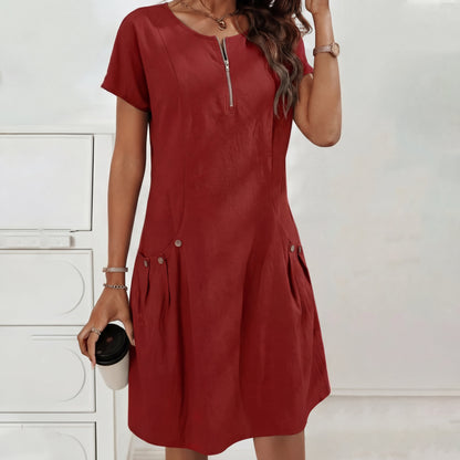 Rocío - Vestido con cremallera y bolsillos con botones