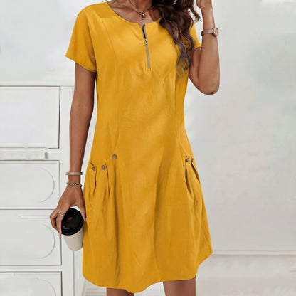 Rocío - Vestido con cremallera y bolsillos con botones