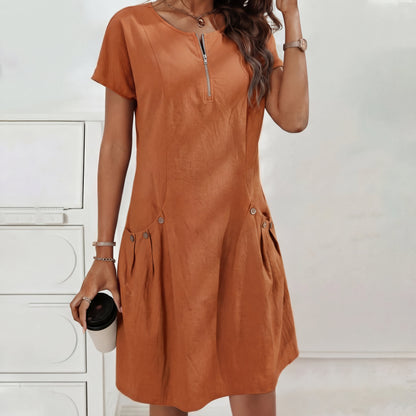 Rocío - Vestido con cremallera y bolsillos con botones