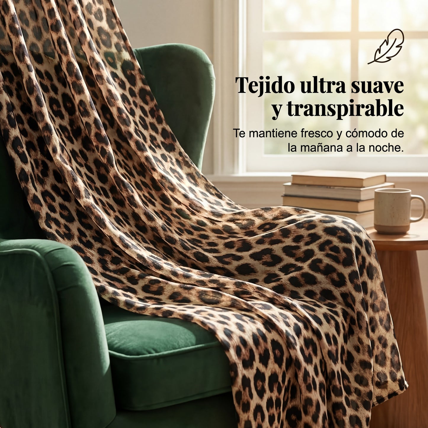 Rebeca - Mono de leopardo con escote en V y pierna ancha
