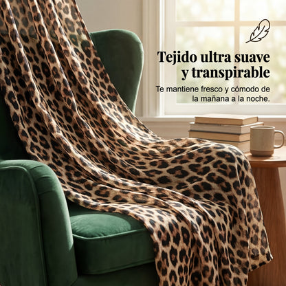 Rebeca - Mono de leopardo con escote en V y pierna ancha