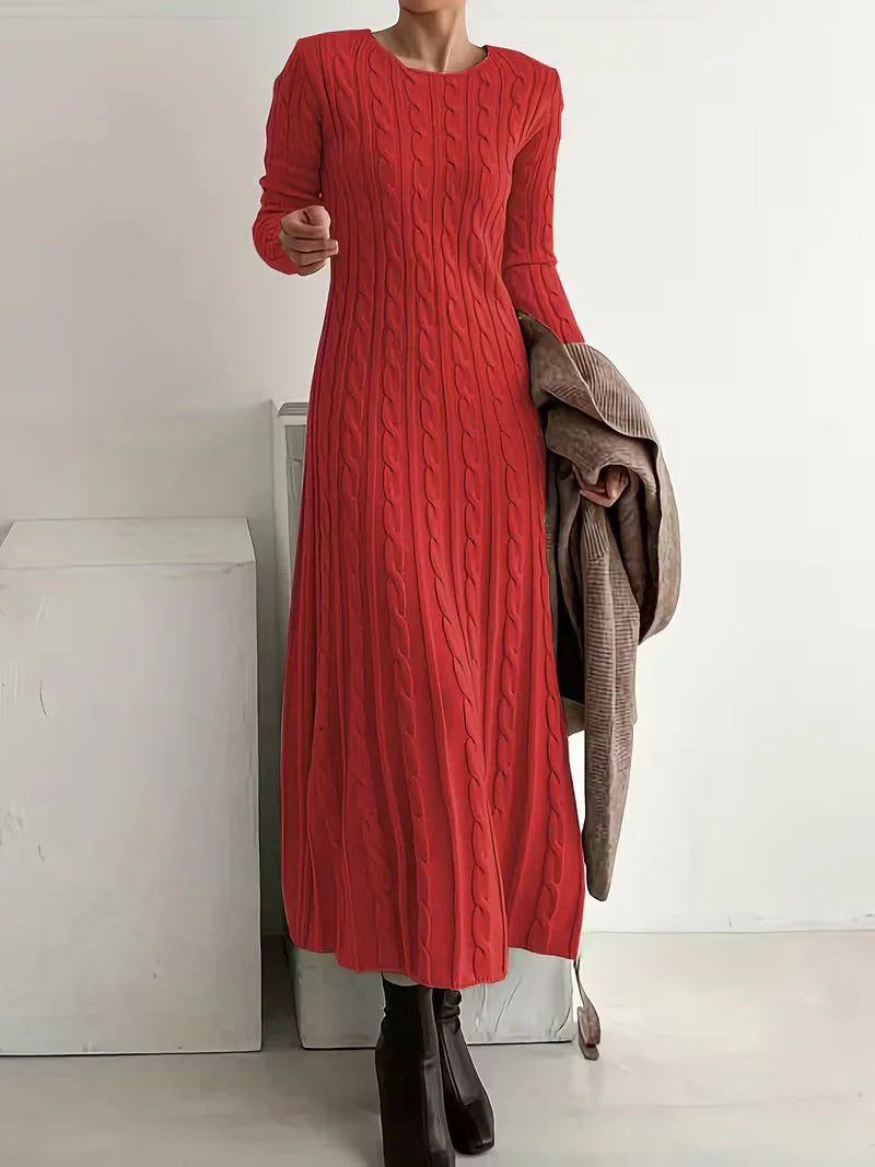 Sara - Vestido largo de punto trenzado elegante
