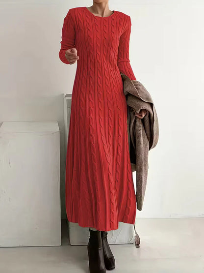 Sara - Vestido largo de punto trenzado elegante