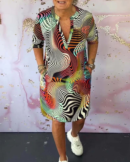 Ona - Vestido colorido con cuello en V