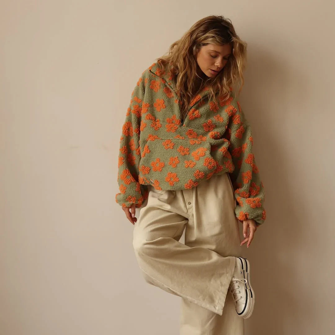 Lidia - Sudadera polar con estampado floral