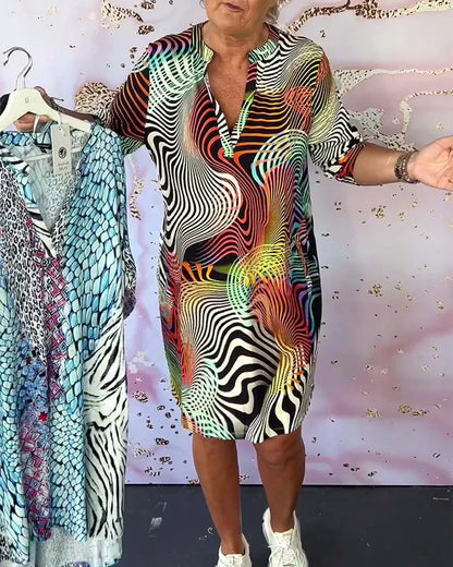 Ona - Vestido colorido con cuello en V