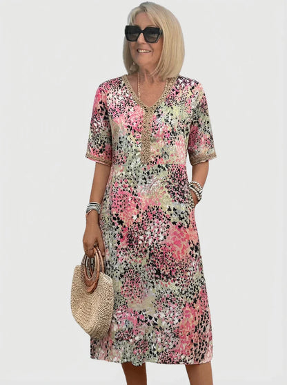 Josefina - Vestido midi veraniego con estampado oceánico