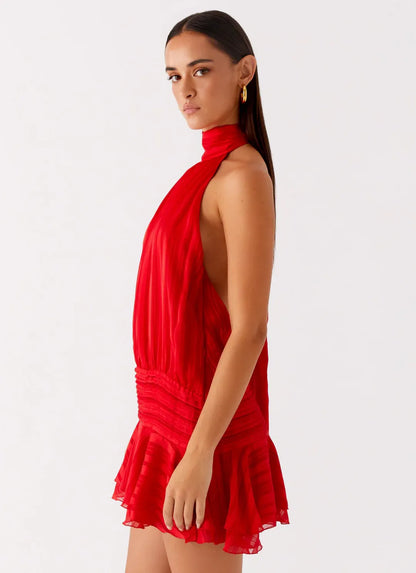 Blanca - Mini vestido casual con escote halter