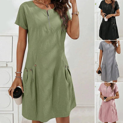 Rocío - Vestido con cremallera y bolsillos con botones