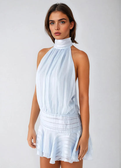 Blanca - Mini vestido casual con escote halter