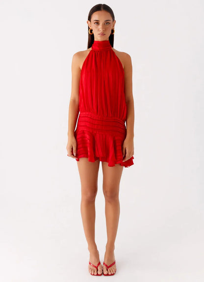 Blanca - Mini vestido casual con escote halter