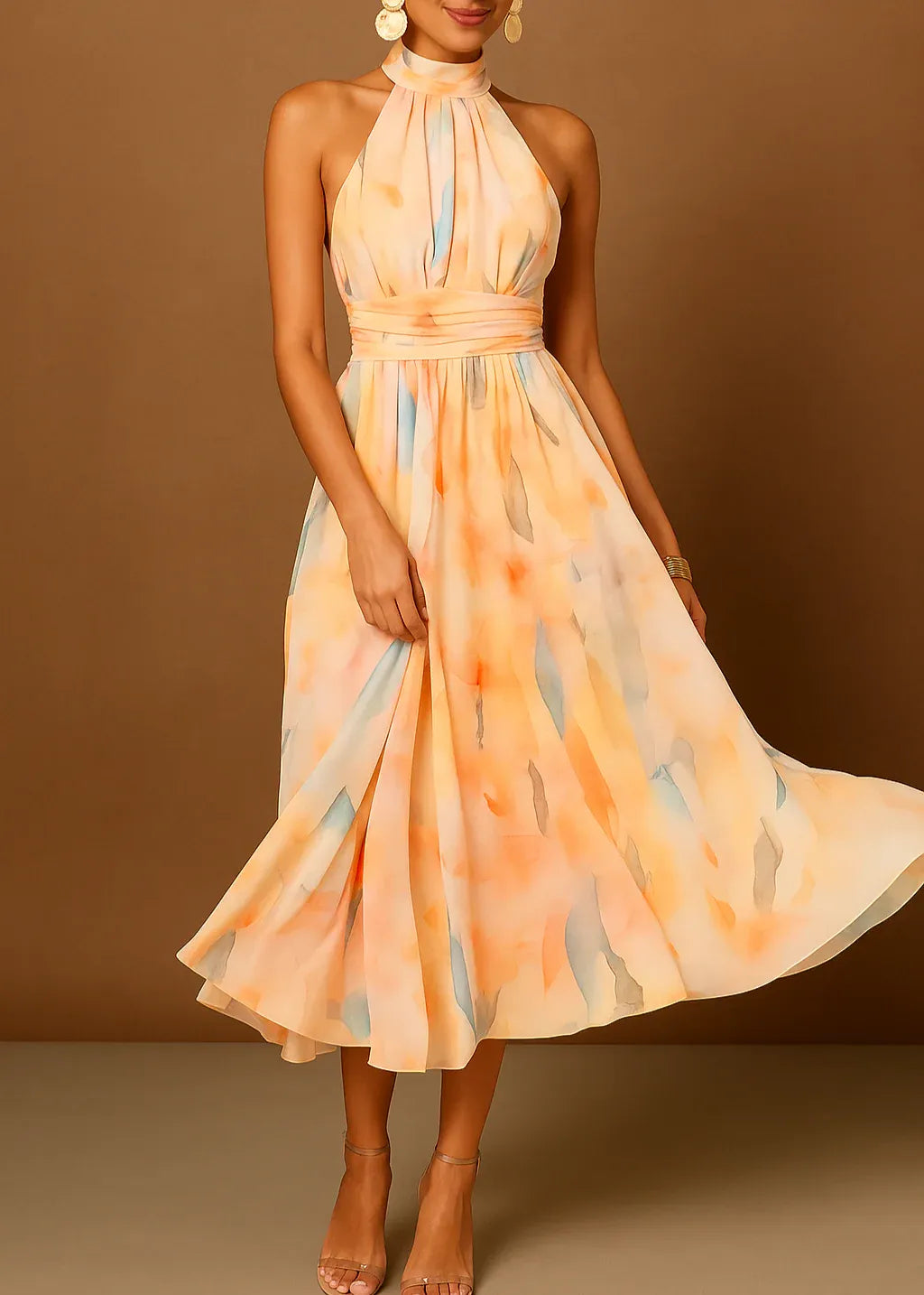 Consuelo - Vestido largo con estampado acuarela