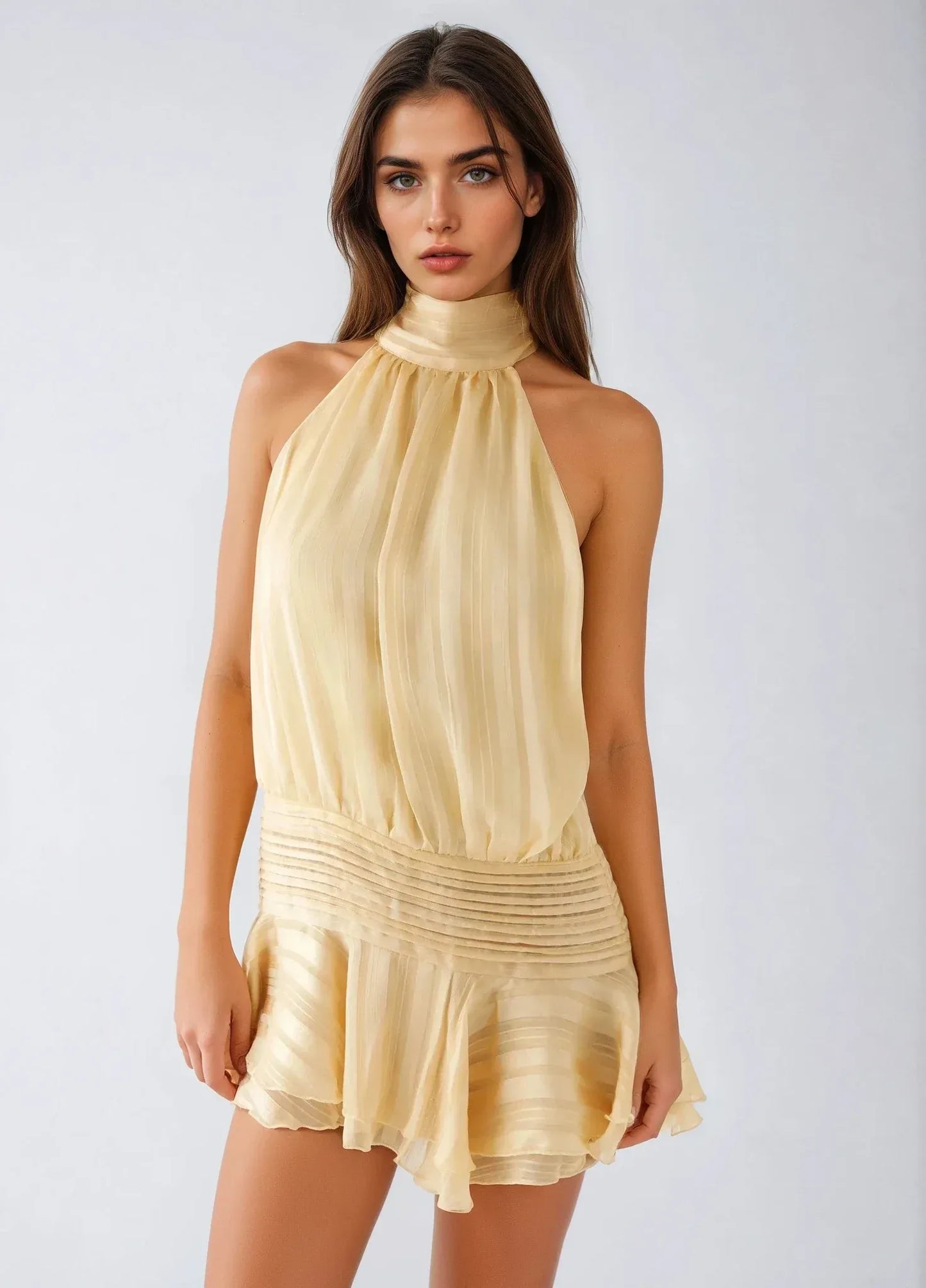 Blanca - Mini vestido casual con escote halter