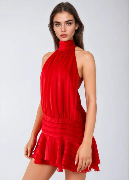 Blanca - Mini vestido casual con escote halter