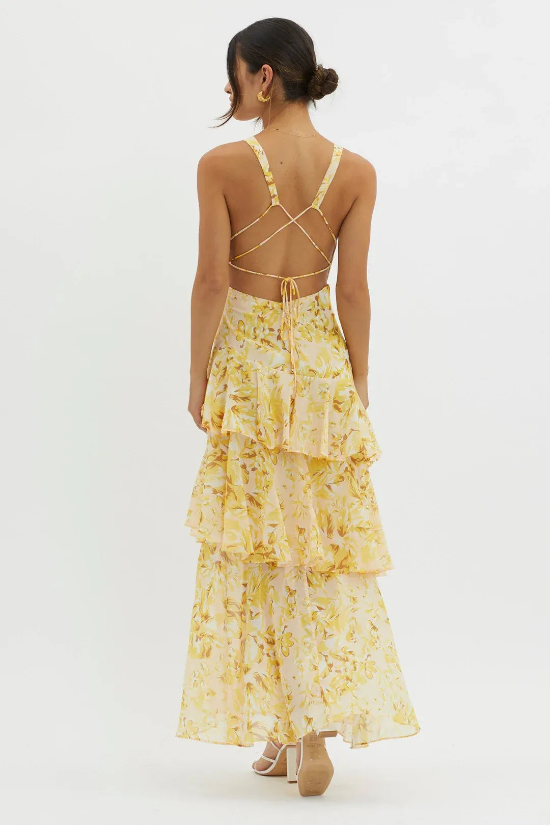 Paloma - Vestido largo floral con volantes