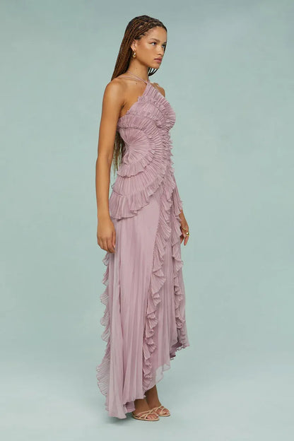 Esther - Vestido largo cruzado con estampado romántico