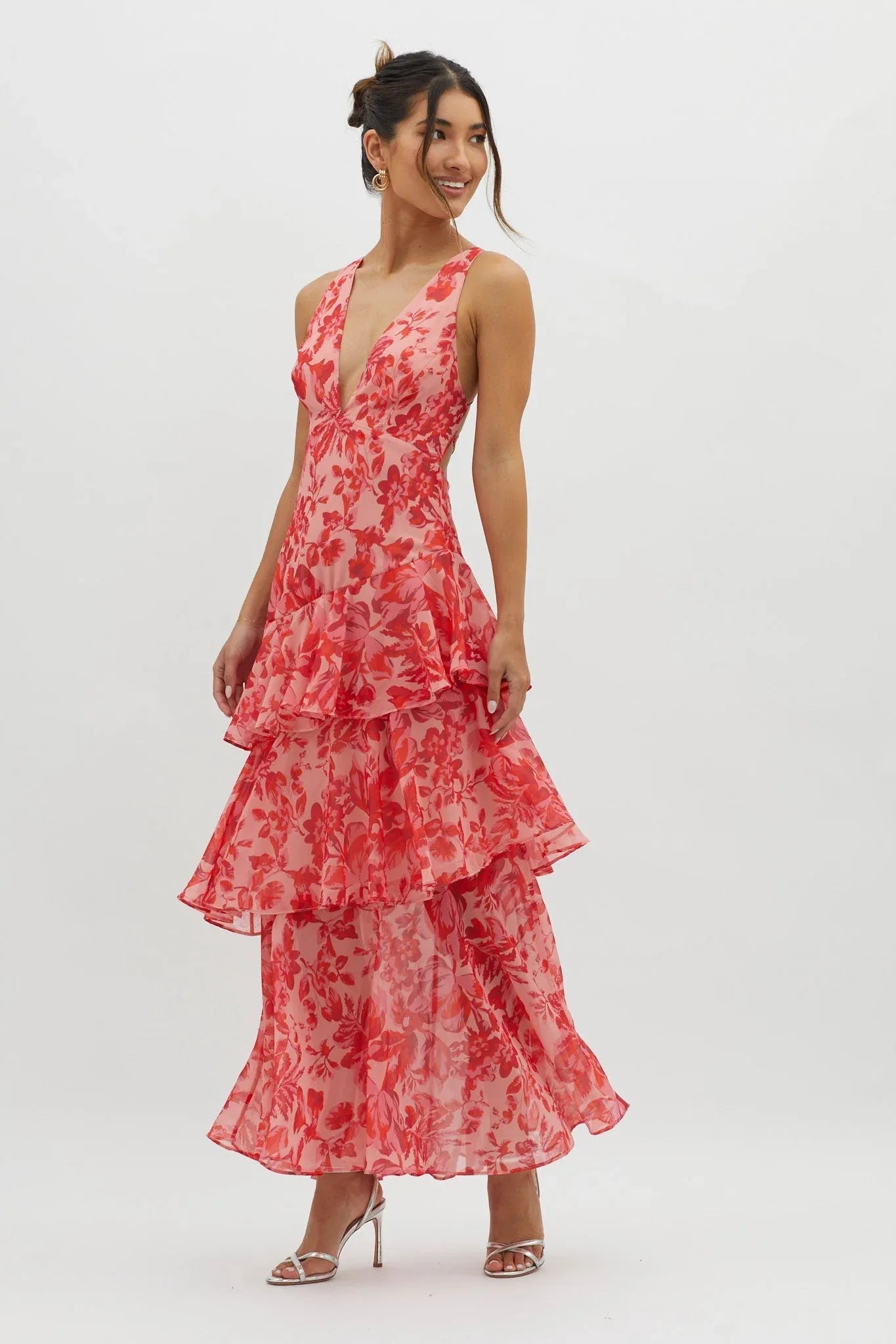 Paloma - Vestido largo floral con volantes