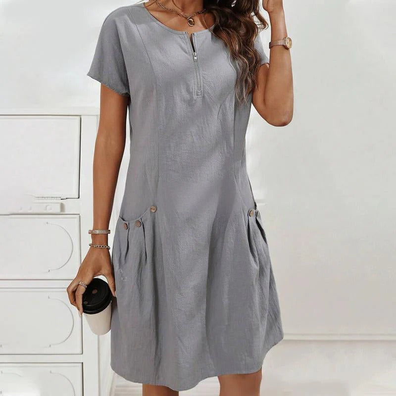 Rocío - Vestido con cremallera y bolsillos con botones