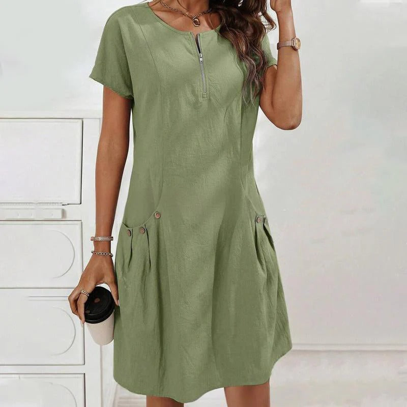 Rocío - Vestido con cremallera y bolsillos con botones