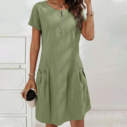 Rocío - Vestido con cremallera y bolsillos con botones