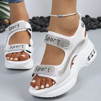 Noelia - Sandalias ortopédicas con cuña y detalles brillantes