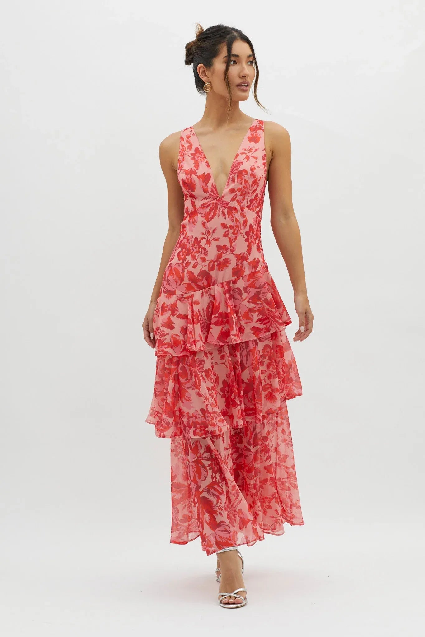 Paloma - Vestido largo floral con volantes