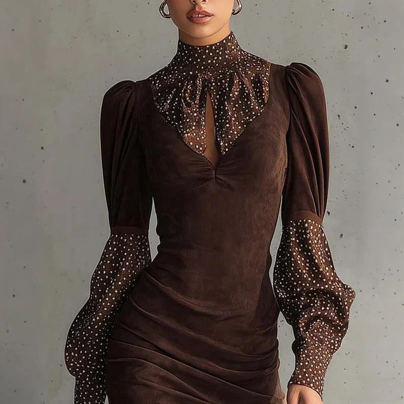 Leila - Minivestido elegante con contrastes de lunares