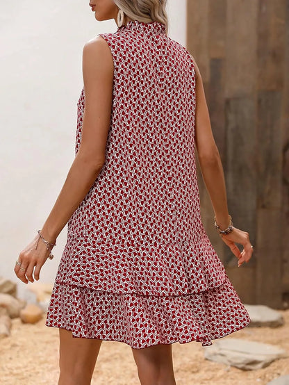 Flor - Vestido sin mangas con estampado elegante y caída fluida