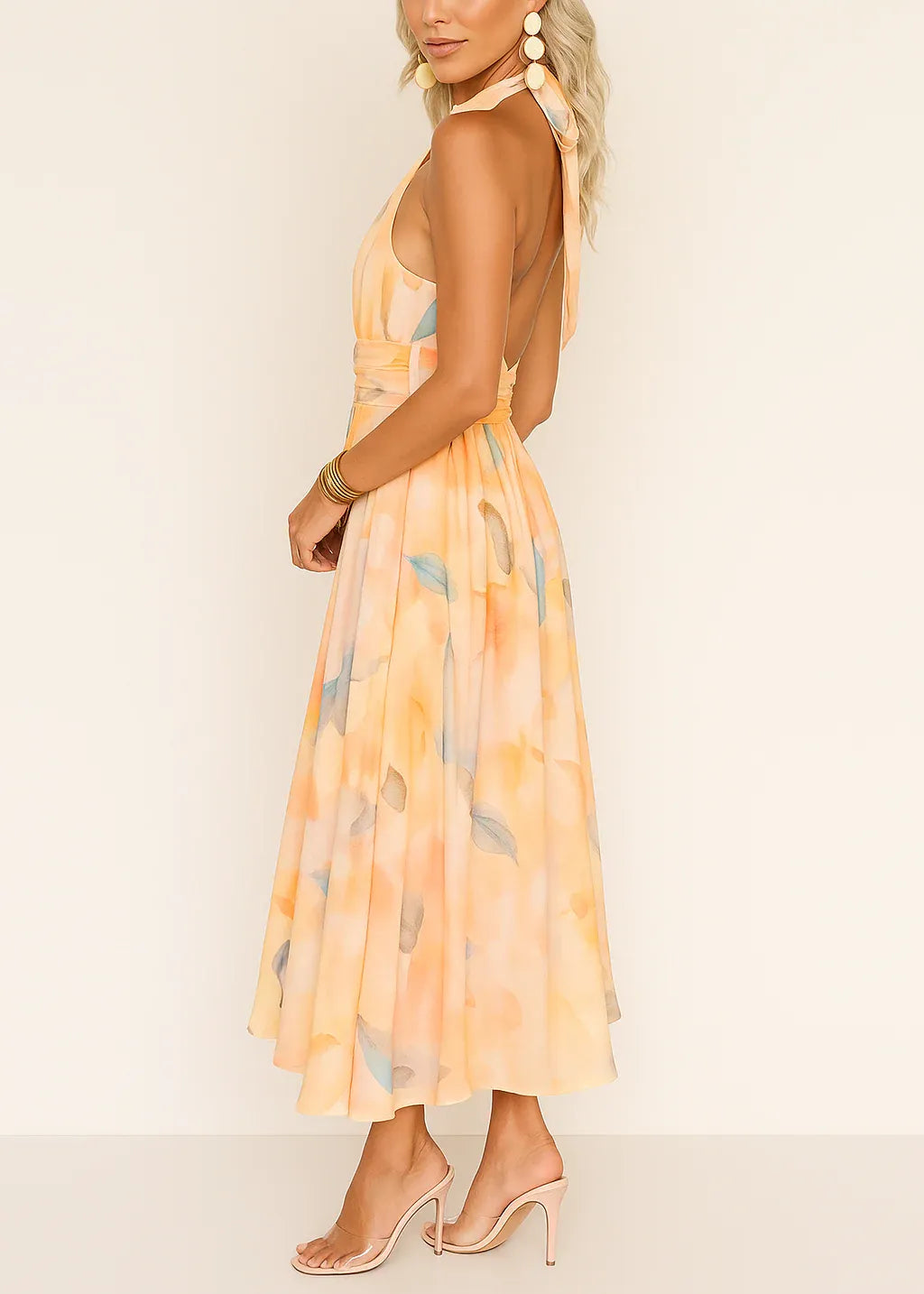Consuelo - Vestido largo con estampado acuarela