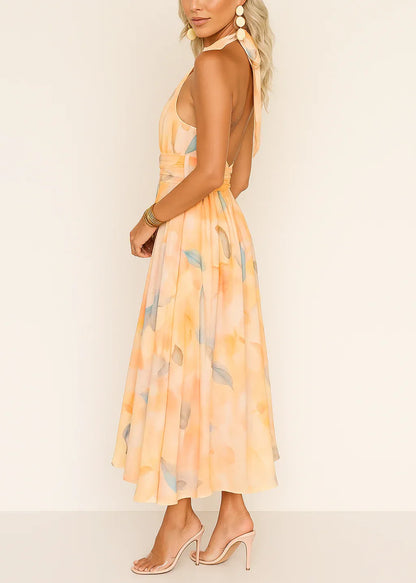 Consuelo - Vestido largo con estampado acuarela
