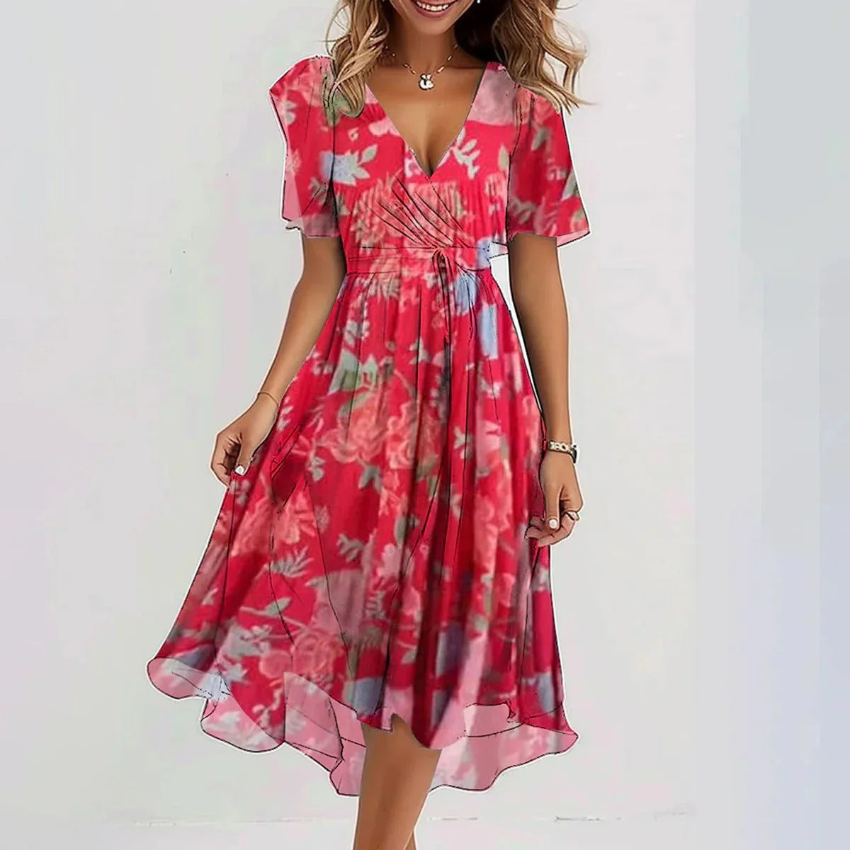 Úrsula - Vestido midi especial de manga corta