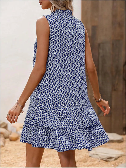 Flor - Vestido sin mangas con estampado elegante y caída fluida
