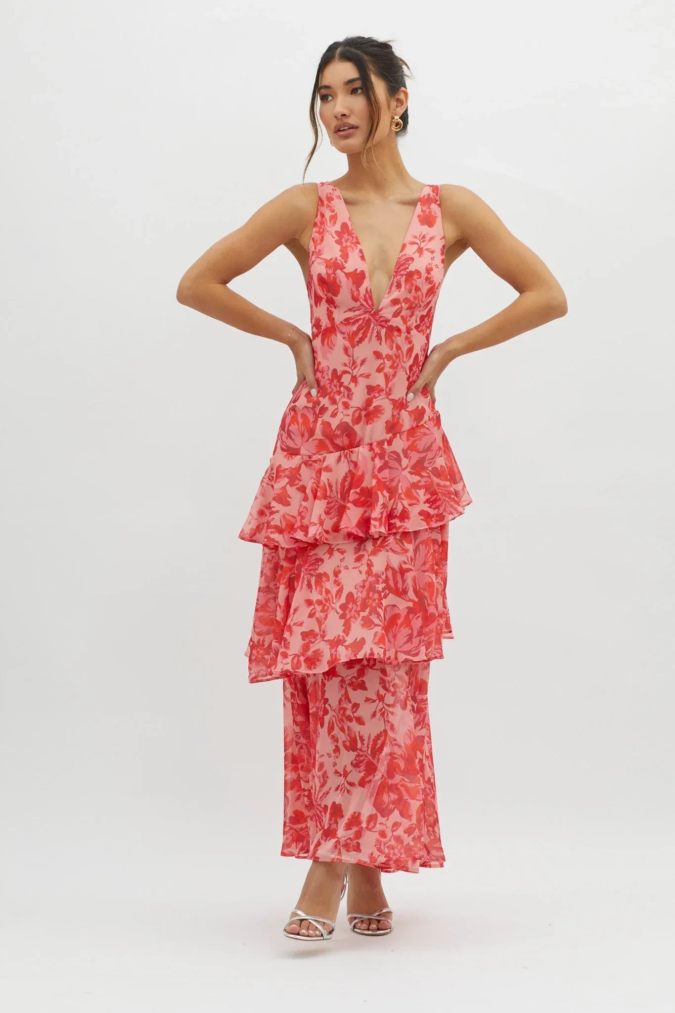 Paloma - Vestido largo floral con volantes