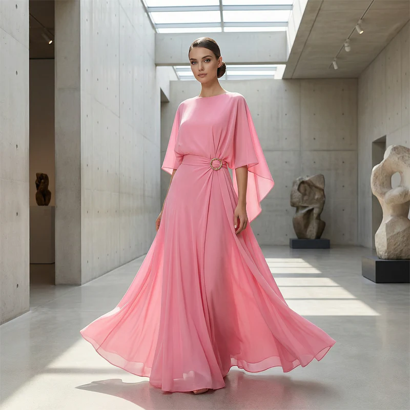 Olga - Conjunto elegante con mangas capa y pantalón fluido