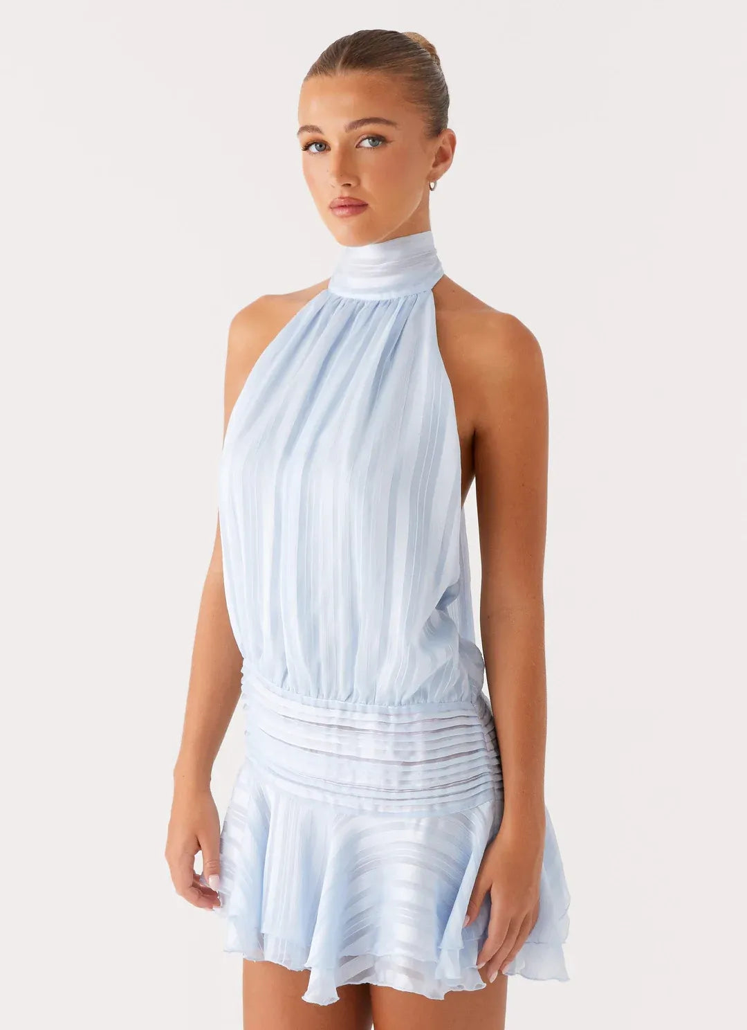 Blanca - Mini vestido casual con escote halter