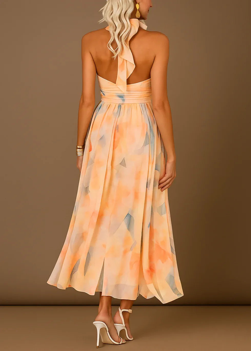 Consuelo - Vestido largo con estampado acuarela