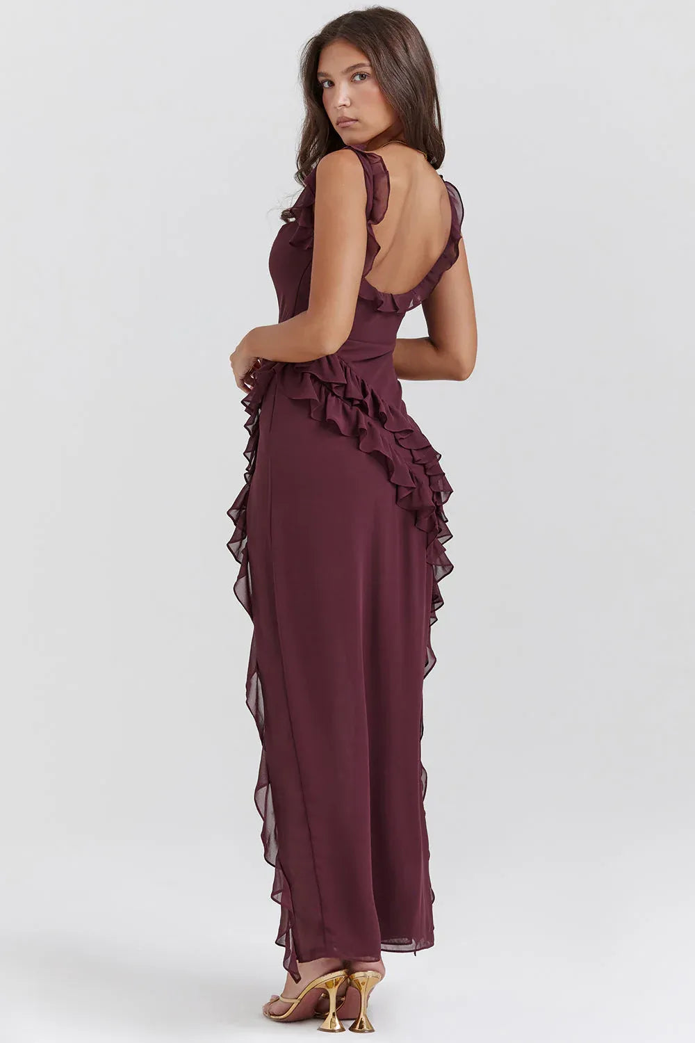 Verónica - Vestido largo con volantes y abertura