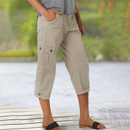 Inés - Pantalón corto casual elástico con bolsillos
