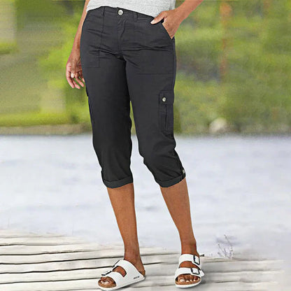 Inés - Pantalón corto casual elástico con bolsillos
