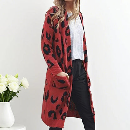 Valeria - Cárdigan largo con estampado de leopardo