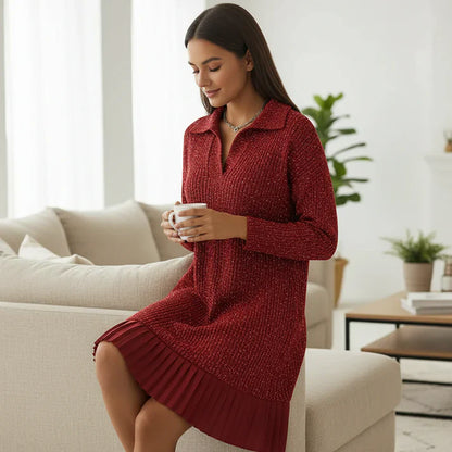 Rita - Vestido corto con solapa y brillo sutil