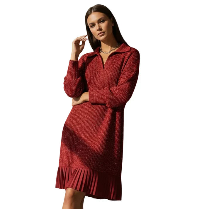 Rita - Vestido corto con solapa y brillo sutil