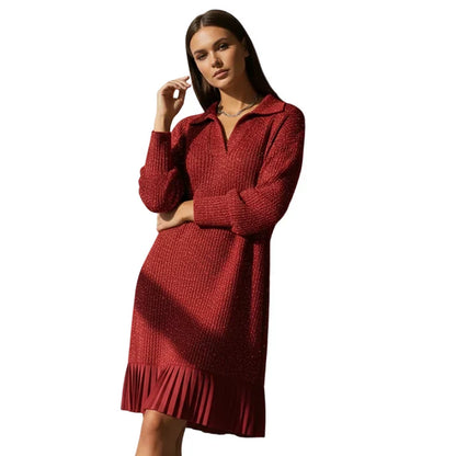 Rita - Vestido corto con solapa y brillo sutil