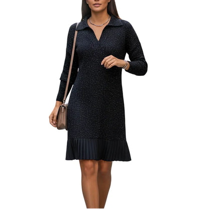 Rita - Vestido corto con solapa y brillo sutil