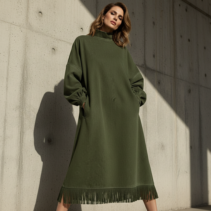 Tania - Vestido fluido de ante sintético