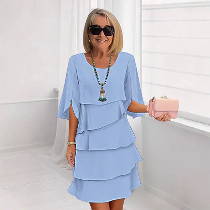 Gema - Vestido elegante de capas y volantes
