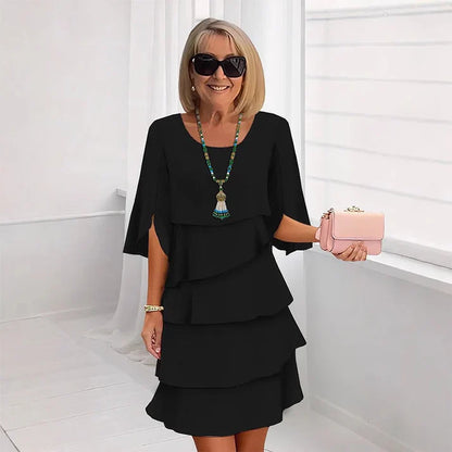 Gema - Vestido elegante de capas y volantes