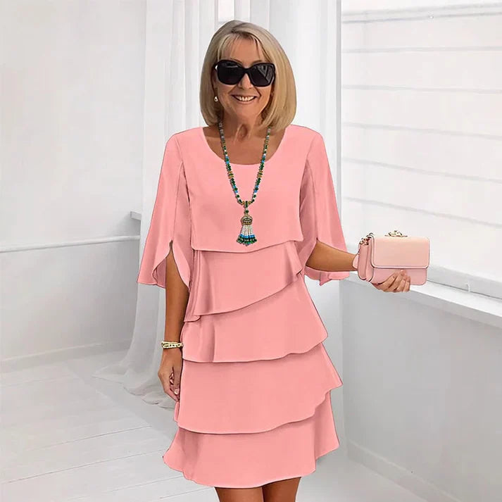 Gema - Vestido elegante de capas y volantes