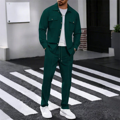 Iván – Conjunto de chaqueta abotonada y pantalón waffle