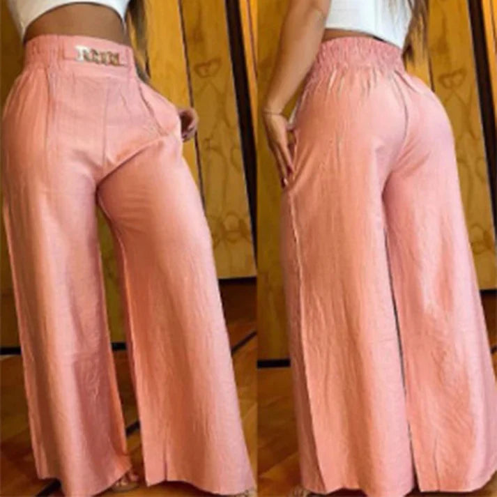 Siena – Pantalones anchos de cintura alta con detalle de cinturón